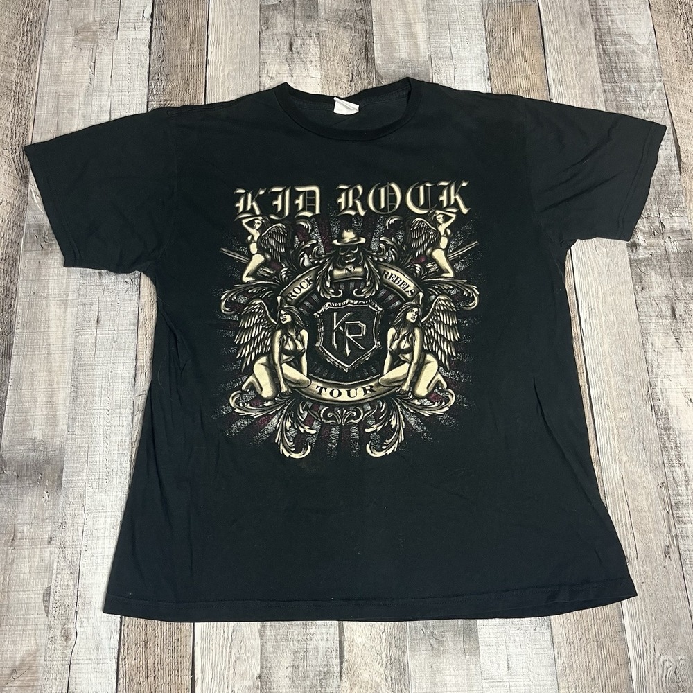 Kid Rock Shirt Women's Medium Black Rock N Rebels Rock Band Tee Angels